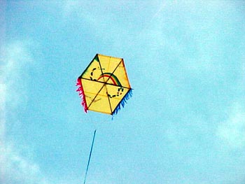 Chichigua volando con el simbolo de la creatividad y la esperanza: Dambala la culebra